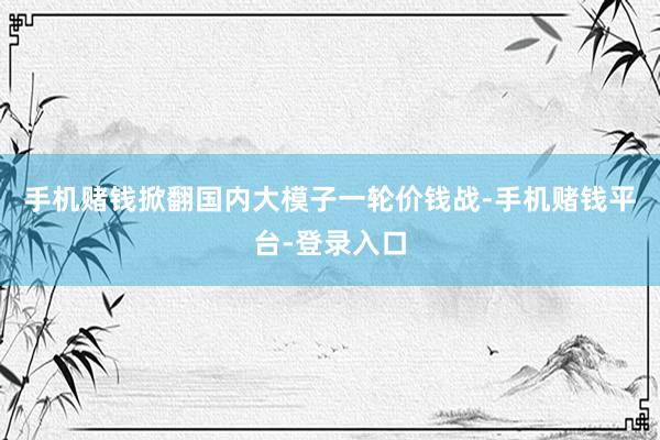 手机赌钱掀翻国内大模子一轮价钱战-手机赌钱平台-登录入口